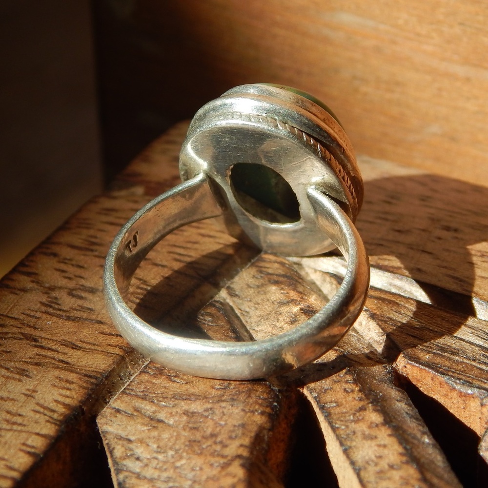 Vintage Taxco Mexico Sterling Turquoise Ring 6.5 - Picture 4 of 8